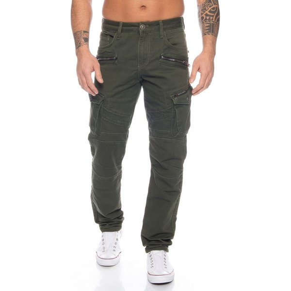 Cipo & Baxx Cargohose Herren Cargo Jeans Hose im modernen Design Schicke Nahtverzierungen