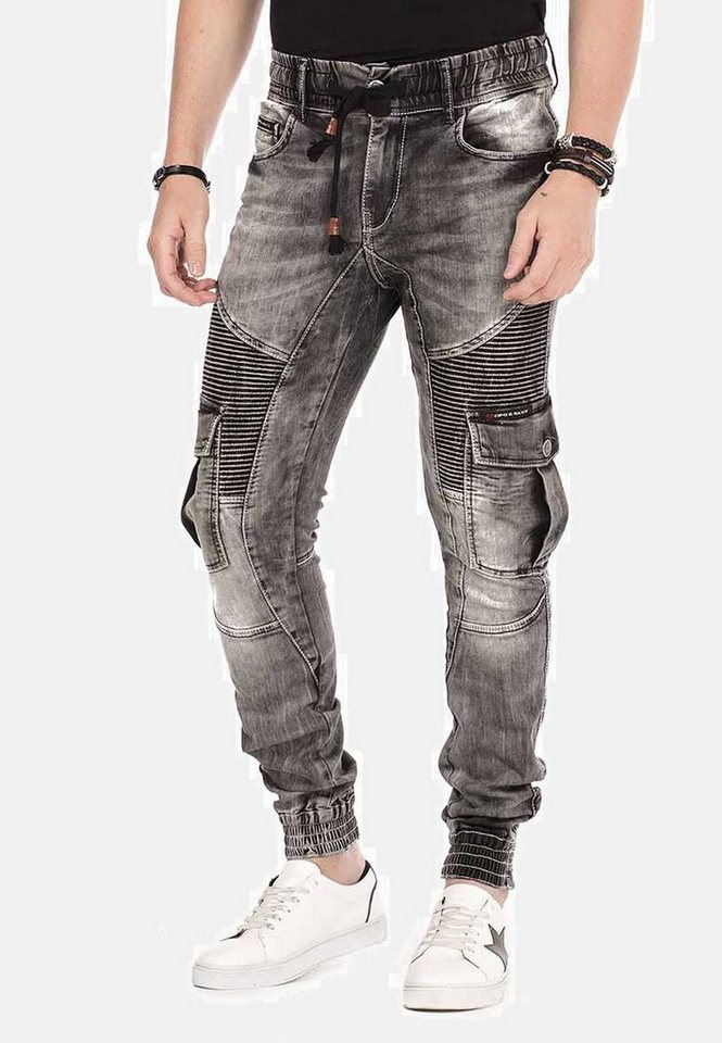Cipo & Baxx Cargojeans Jeans mit elastischen Bündchen am Saum, CD-446 – Bild 5 von 5