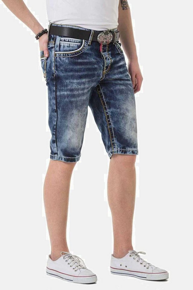Cipo & Baxx Jeansbermudas Bermuda & Short mit stylishen Kontrastnähten, CK268 – Bild 5 von 5