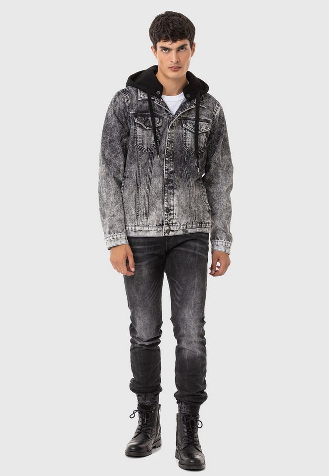 Cipo & Baxx Jeansjacke Jacke im Washed-Look – Bild 4 von 5