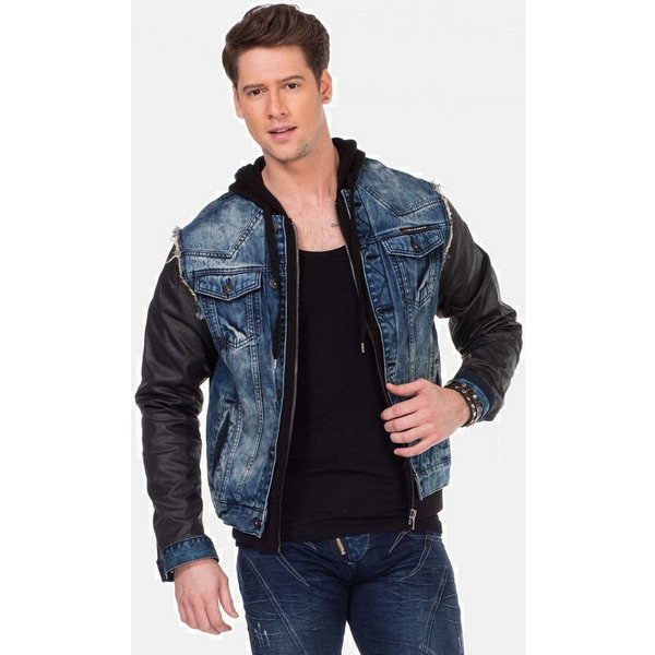 Cipo & Baxx Jeansjacke Jacke mit Metall Patch am Oberarm, C-1290