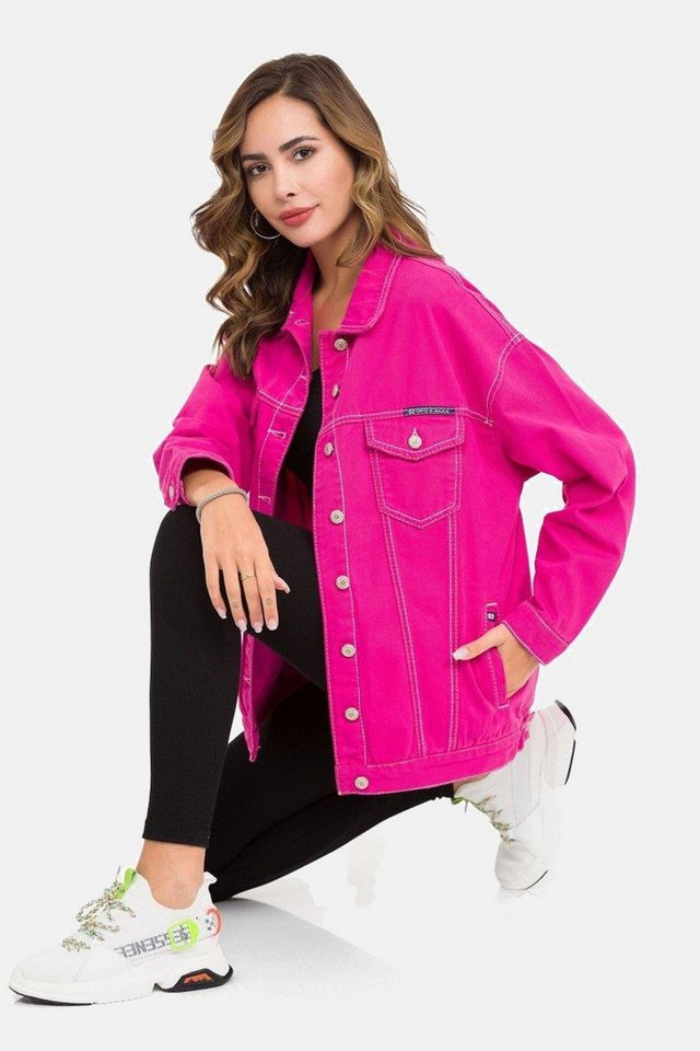 Cipo & Baxx Jeansjacke Jeansjacke mit stylischen auffälligen Elementen, WJ211 – Bild 4 von 5