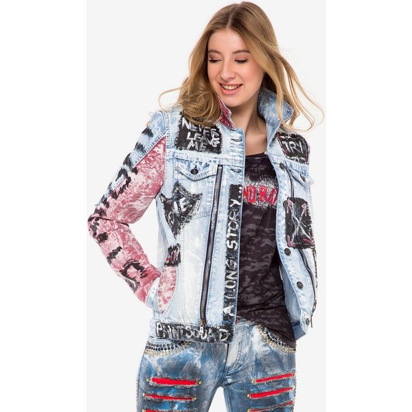 Cipo & Baxx Jeansjacke WJ162 mit buntem Muster