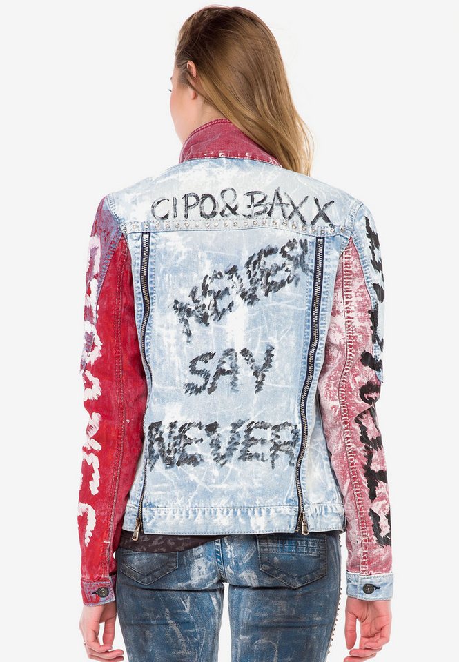 Cipo & Baxx Jeansjacke WJ162 mit buntem Muster – Bild 2 von 5