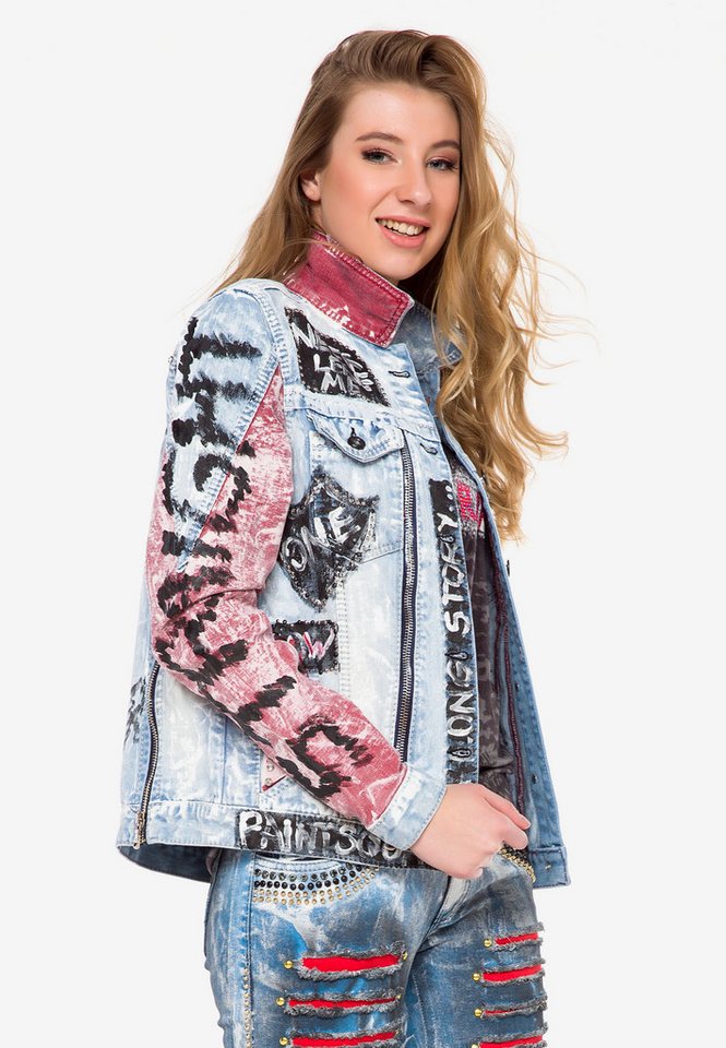 Cipo & Baxx Jeansjacke WJ162 mit buntem Muster – Bild 4 von 5