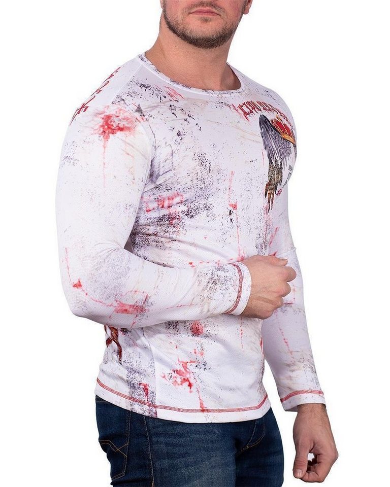 Cipo & Baxx Longsleeve Herren Regular Fit Pullover BA-CL497 mit Farbklecksen und Logo – Bild 3 von 5