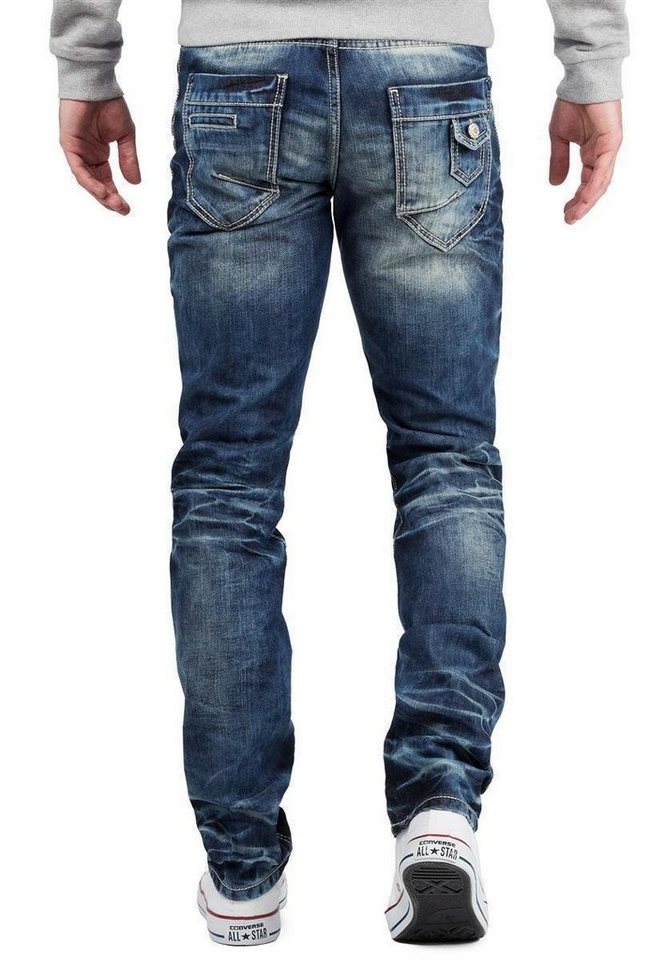 Cipo & Baxx Regular-fit-Jeans Herren Regular Fit Hose Stonewashed BA-CD328 (1-tlg) Verschließbare Gesäßtasche – Bild 2 von 5