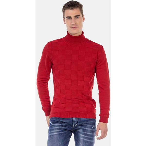 Cipo & Baxx Rollkragenpullover Pullover (1-tlg) mit kariertem Strickmuster, CP241