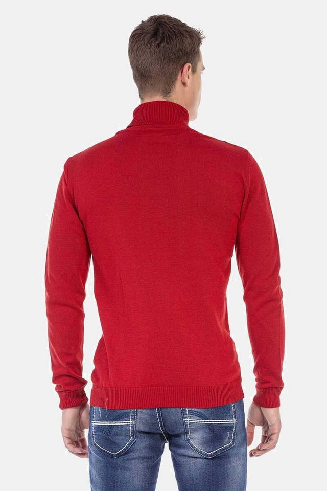 Cipo & Baxx Rollkragenpullover Pullover (1-tlg) mit kariertem Strickmuster, CP241 – Bild 2 von 3