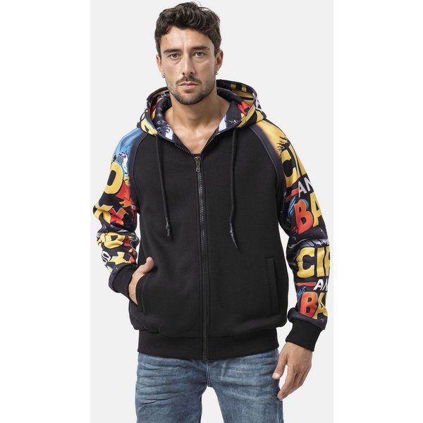 Cipo & Baxx Strickjacke CL589 (1-tlg) mit knalligen Comic-Grafiken auf den Ärmeln