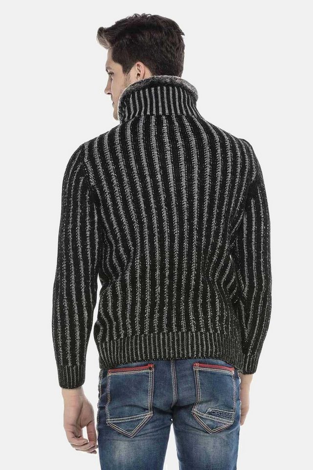 Cipo & Baxx Strickpullover Pullover (1-tlg) mit Schnallenkragen, CP212 – Bild 3 von 5