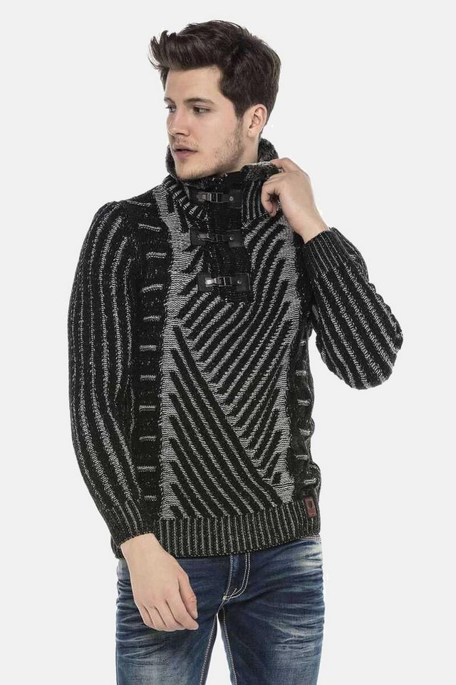 Cipo & Baxx Strickpullover Pullover (1-tlg) mit Schnallenkragen, CP212 – Bild 4 von 5