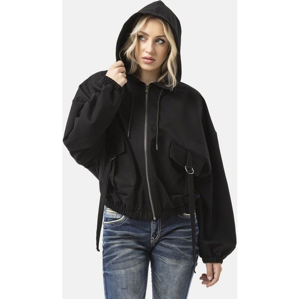 Cipo & Baxx Sweatjacke WL368 (1-tlg) oversized Schnitt, Kapuze mit Kordelzug