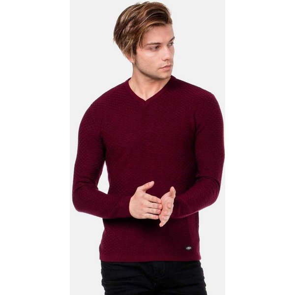Cipo & Baxx V-Ausschnitt-Pullover Pullover (1-tlg) mit Karomuster, CP-169