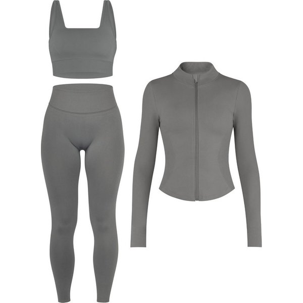 Circle Five Sportanzug, Sportjacke, Sport-BH mit Cups und blickdichte Leggings im Set.