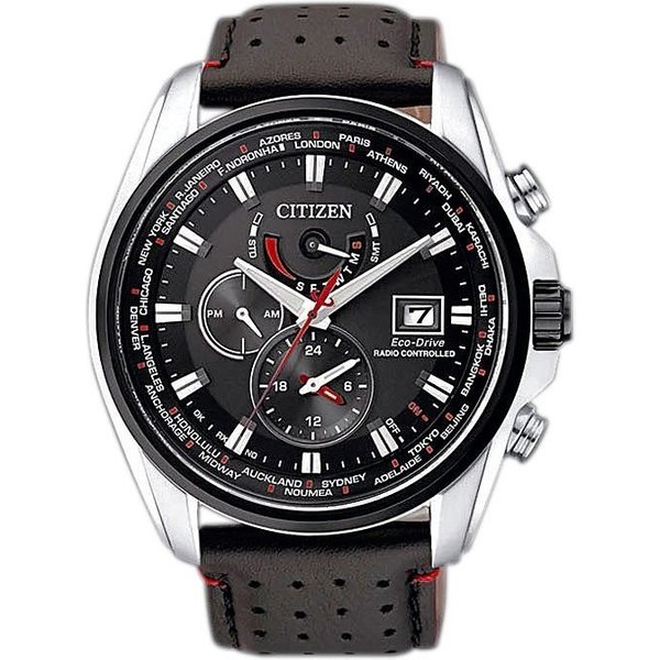 Citizen Funk-Multifunktionsuhr AT9036-08E, Armbanduhr, Herrenuhr, Solar, Saphirglas, Lederarmband