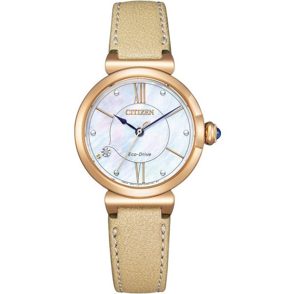 Citizen Solaruhr EM1073-18D, Armbanduhr, Damenuhr, Lederarmband, Saphirglas