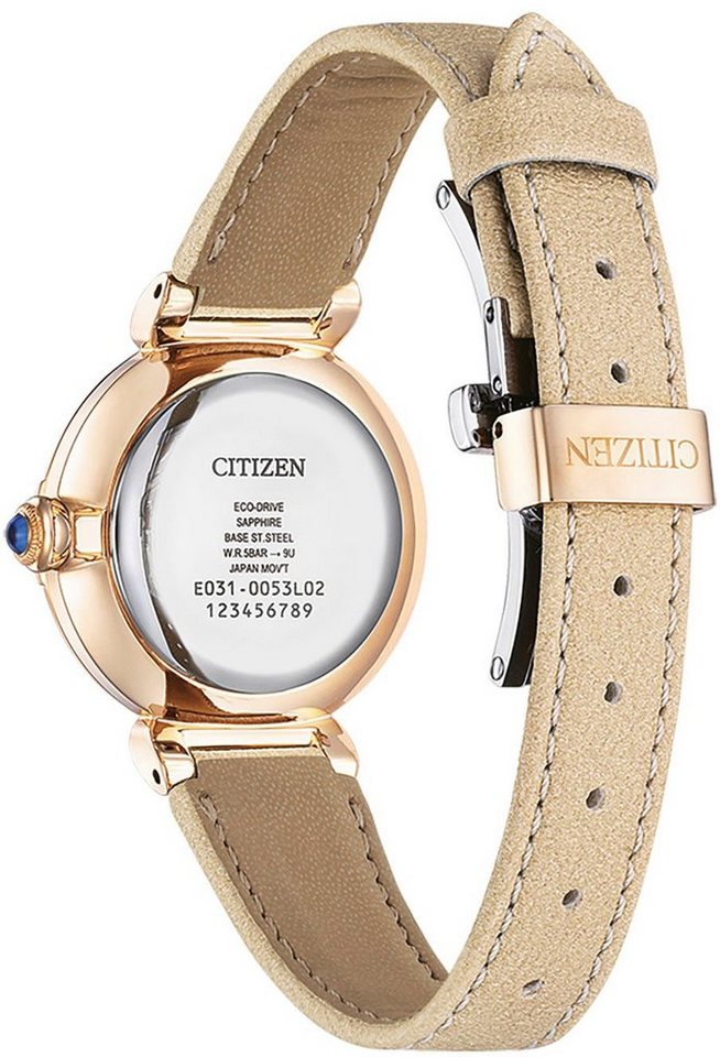 Citizen Solaruhr EM1073-18D, Armbanduhr, Damenuhr, Lederarmband, Saphirglas – Bild 3 von 5