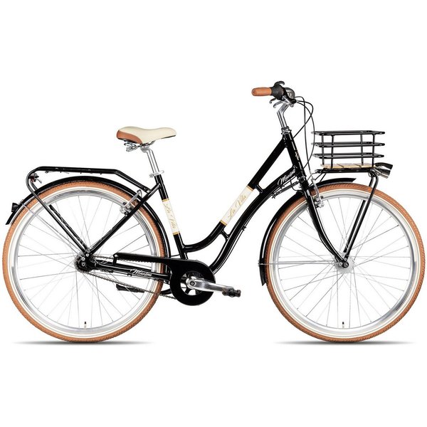 Maxim Cityrad Maxim La Vita Nexus, 7 Gang Shimano Nexus 7 Rücktritt Schaltwerk, Nabenschaltung Rücktritt, Gepäckkorb über Vorderrad schwarz/grau