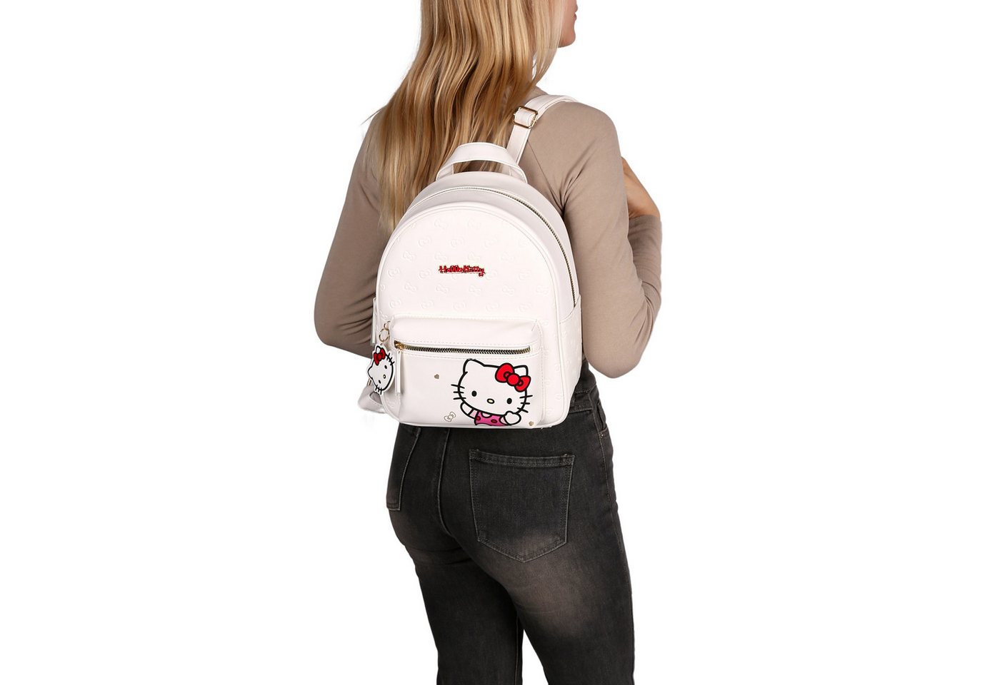 Hello Kitty Cityrucksack Hello Kitty Weißer Lederrucksack,Damen Citrucksack, 29x24x11 cm – Bild 2 von 5