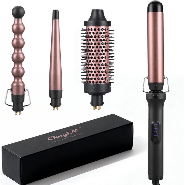 CkeyiN Lockenstab 4-in-1 Lockenstab Set Multistyler mit 32mm,25mm Perlen-Lockenaufsatz, Turmalin-Keramik-Beschichtung, mit 13‑25mm konischer Lockenaufsatz, 38mm