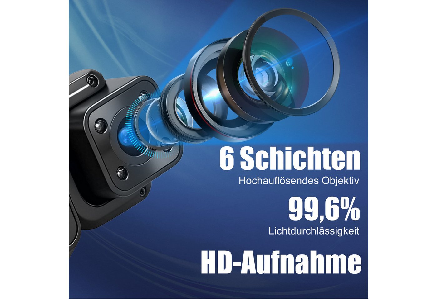 CkeyiN Pro 1080P Dashcam Auto,4-Kanal Dashcam (1080, 3-Zoll,WiFi DashCam mit 32GB Karte, G-Sensor, mit Nachtsicht, WDR, 140° Weitwinkel, Loop-Aufnahme) – Bild 3 von 5