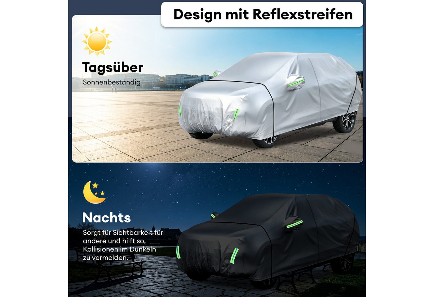 CkeyiN Pro Autoplane Vollgarage, Abdeckplane,Autoschutzhülle, Autoabdeckung, (UV-Schutz, Staubdicht,Wetterfeste,Wasserdicht), mit Aufbewahrungstasche, Outdoor W – Bild 3 von 5