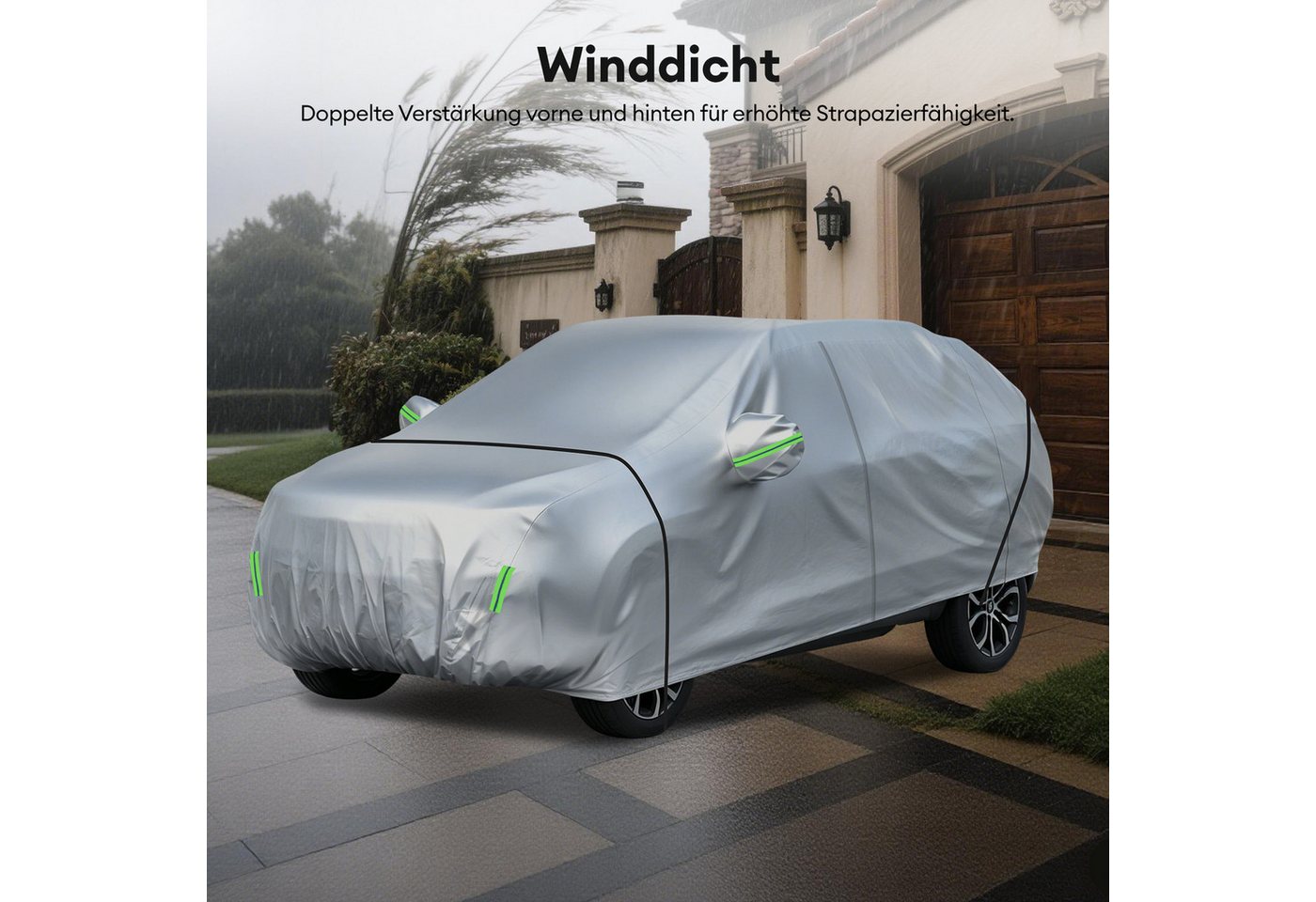 CkeyiN Pro Autoplane Vollgarage, Abdeckplane,Autoschutzhülle, Autoabdeckung, (UV-Schutz, Staubdicht,Wetterfeste,Wasserdicht), mit Aufbewahrungstasche, Outdoor W – Bild 4 von 5