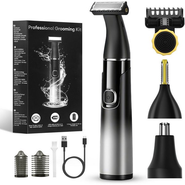 CkeyiN Pro Elektrorasierer Körper und Gesicht,Trimmer & Bodygroomer,Multifunktions-Rasierer, Aufsätze: 1, 3 Körperaufsätze,Nass- & Trockenrasur, Elektrischer Ra