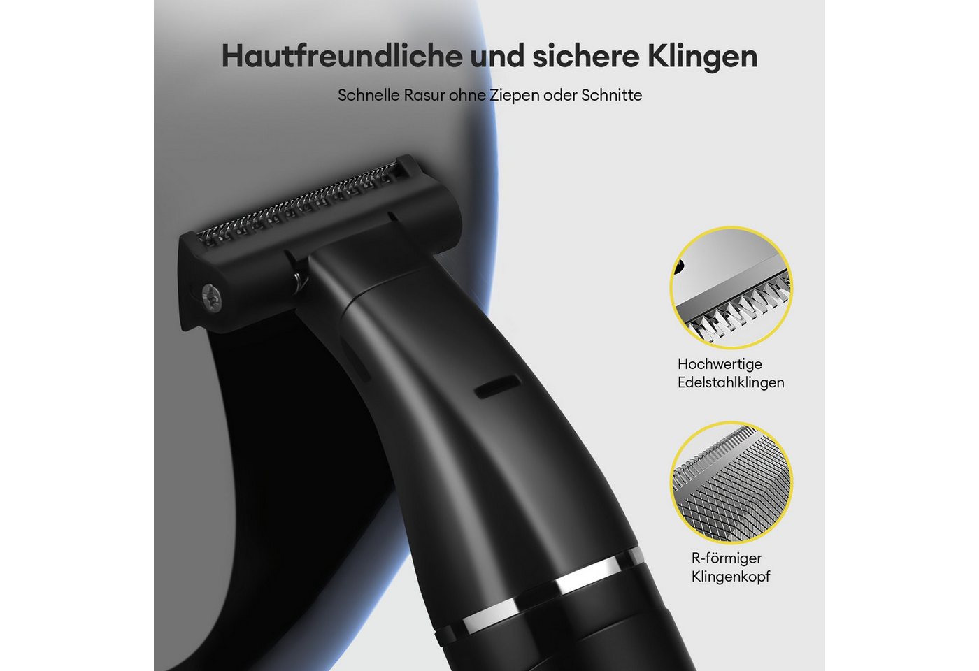 CkeyiN Pro Elektrorasierer Körper und Gesicht,Trimmer & Bodygroomer,Multifunktions-Rasierer, Aufsätze: 1, 3 Körperaufsätze,Nass- & Trockenrasur, Elektrischer Ra – Bild 2 von 5