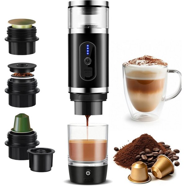 CkeyiN Pro Filterkaffeemaschine Tragbare,Kaffeemaschine Auto,Portable Reisekaffeemaschine,für unterwegs oder Camping, Kabelloser Betrieb, mit Milchaufschäumer