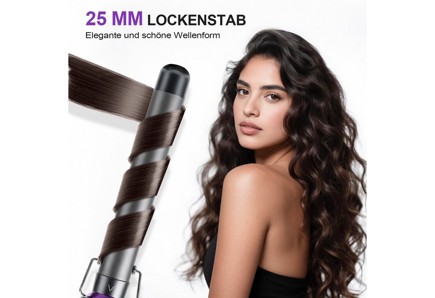 CkeyiN Pro Lockenstab 2 in 1 Lockenstäbe Set, Hair Curler, 38 mm/25 mm, 11 Temperaturen, Keramik, für Große Locken, Negative Ionen,PTC-Schnellheizung, LCD-Displ – Bild 5 von 5