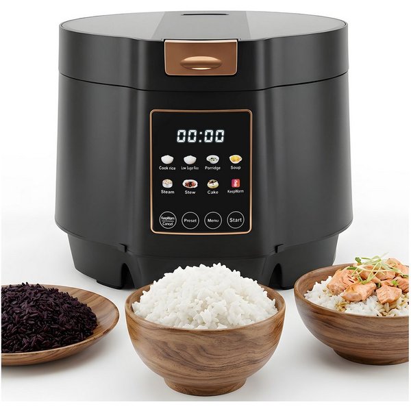 CkeyiN Pro Reiskocher Groß,5L Multikocher,Intelligenter Rice Cooker,9 Programmen, 1200 W, Reservierungsfunktion,Zeitsteuerung,mit Messbecher&Reislöffel