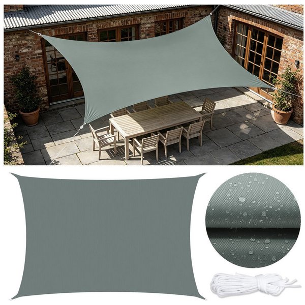 CkeyiN Pro Sonnensegel Wasserdicht,Rechteckig,Sonnenschutz,Reißfest,95% UV Schutz, (Windschutz,Stabil Schattenspender), für Balkon Terrasse Garten