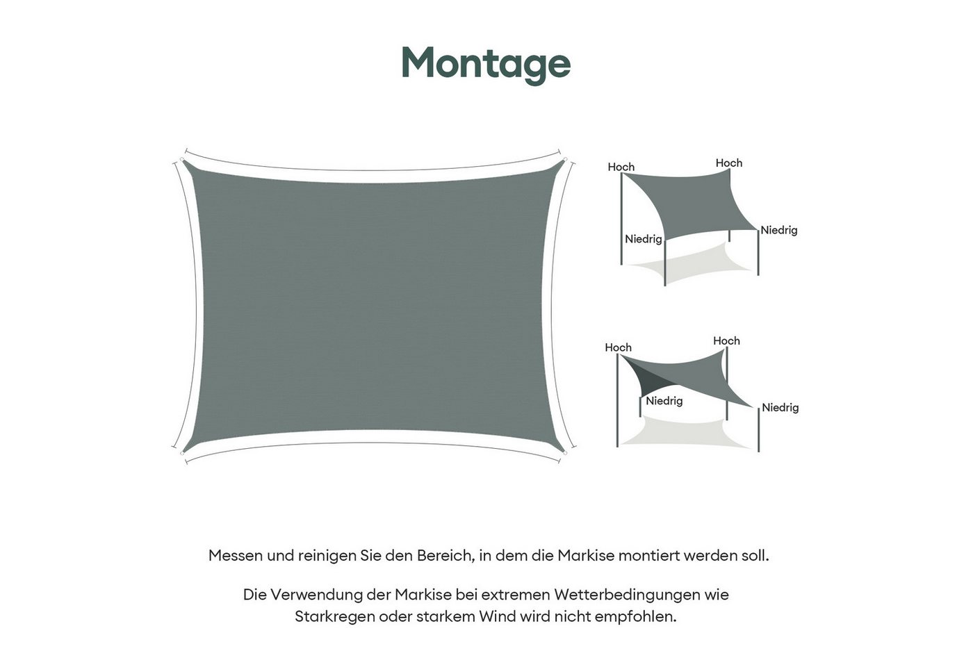 CkeyiN Pro Sonnensegel Wasserdicht,Rechteckig,Sonnenschutz,Reißfest,95% UV Schutz, (Windschutz,Stabil Schattenspender), für Balkon Terrasse Garten – Bild 5 von 5