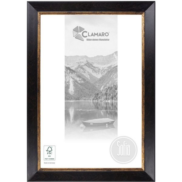 Clamaro Bilderrahmen Dunkelbraun Antik SOFIA Massivholz, Shabby