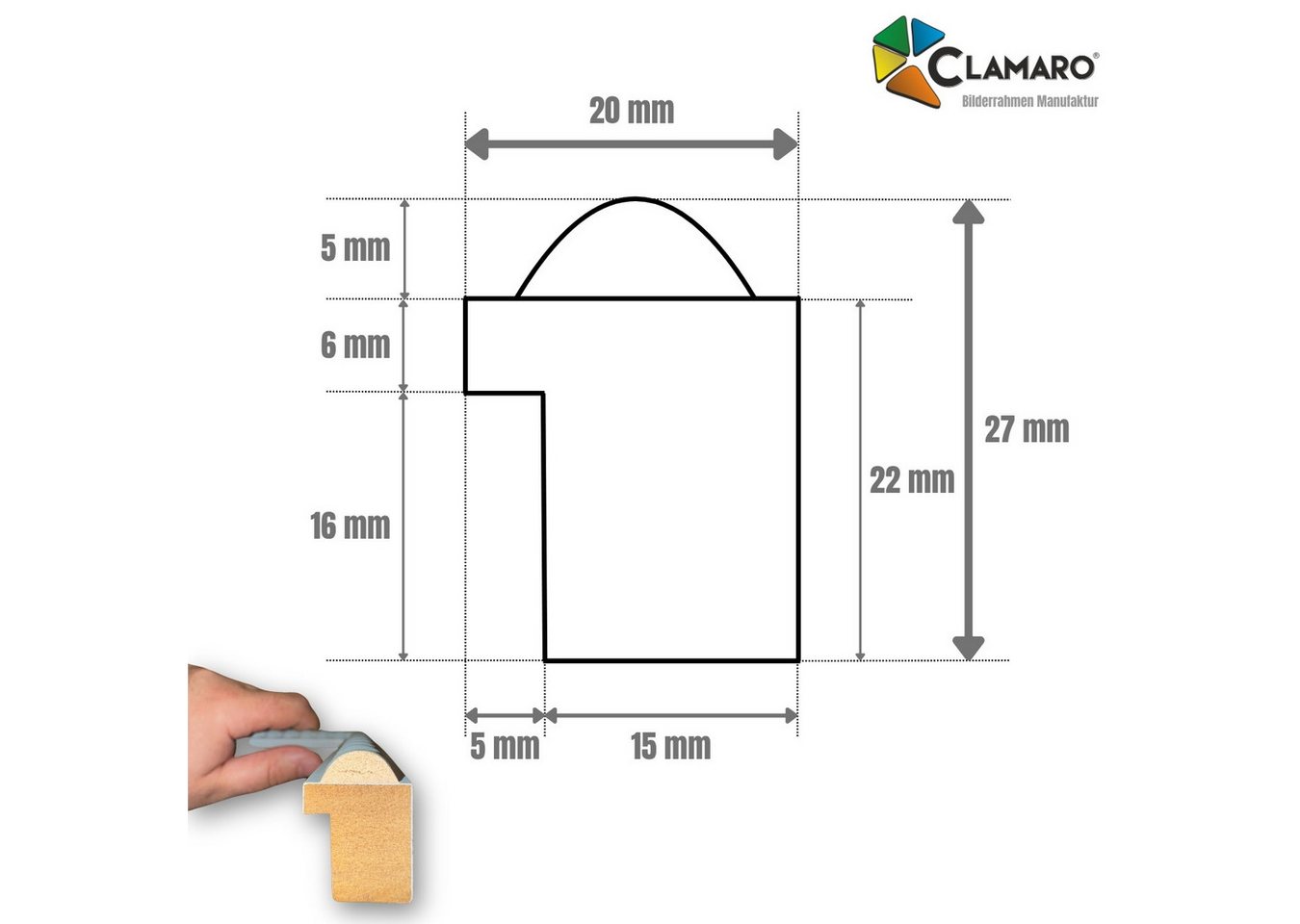 Clamaro Bilderrahmen Rot Bubble nach Maß, 20mm Holz – Bild 3 von 5