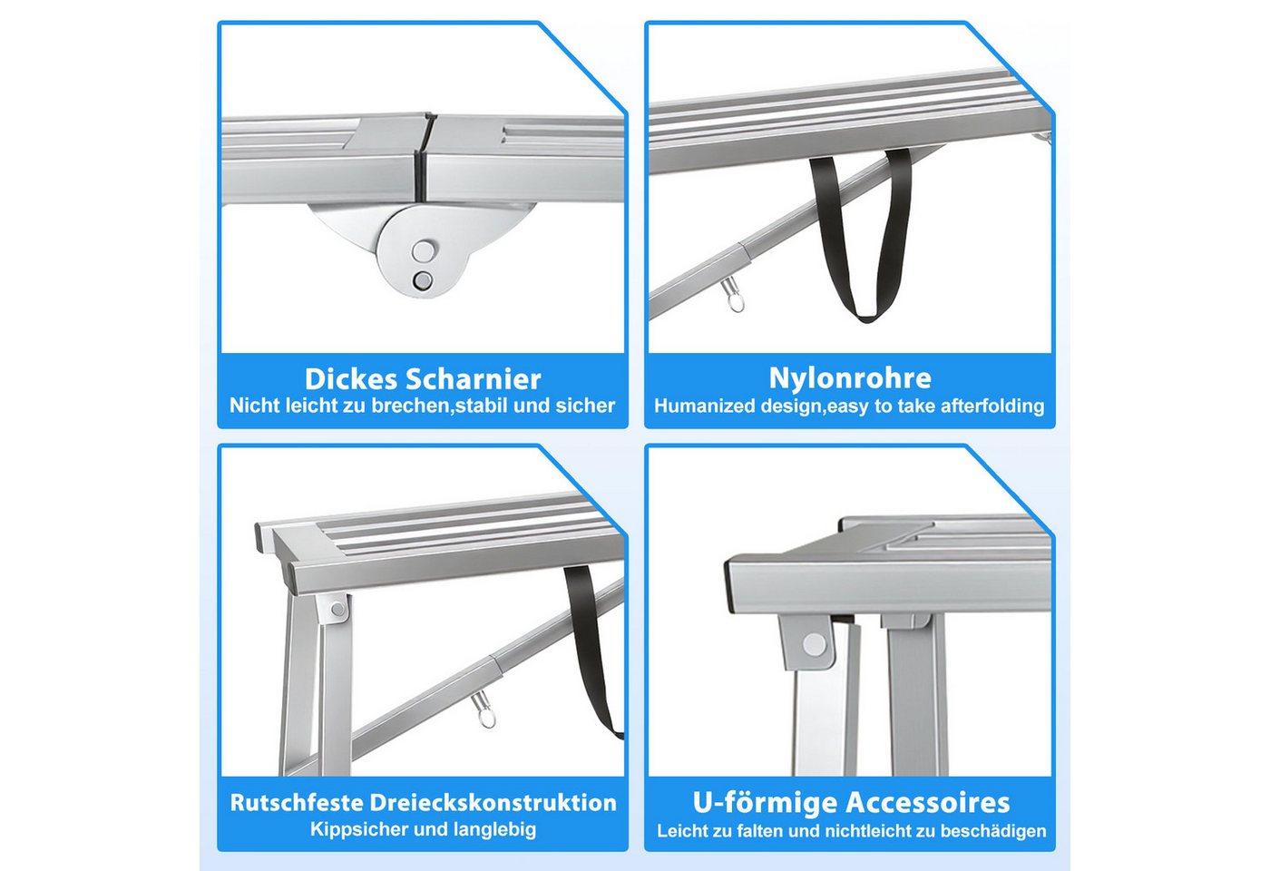 Clanmacy Arbeitsplattform Arbeitsplattform klappbar 120x29cm höhenverstellbar 56-80cm 150 kg – Bild 5 von 5