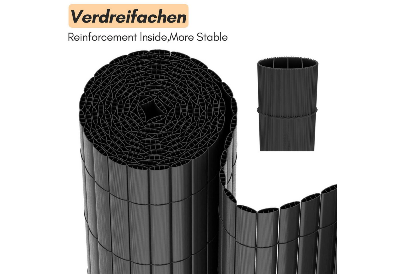 Clanmacy Balkonsichtschutz PVC Sichtschutzmatte mit verstärkter Konstruktion Sichtschutzzaun Sichtschutz, Wind-, Sonnenschutz – Bild 3 von 5