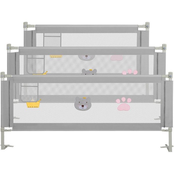 Clanmacy Bettschutzgitter 3X Bettgitter Bettschutzgitter Kinderbettgitter Kinder Baby Bettschutz (Set, 3 St), aus Metall