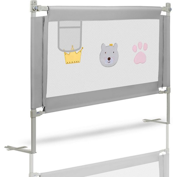 Clanmacy Bettschutzgitter Bettgitter 150cm Kinderbett Kinderbettschutzgitter Rausfallschutz (und strapazierfähigem Polyester Canvas Material 150-200cm), aus Met