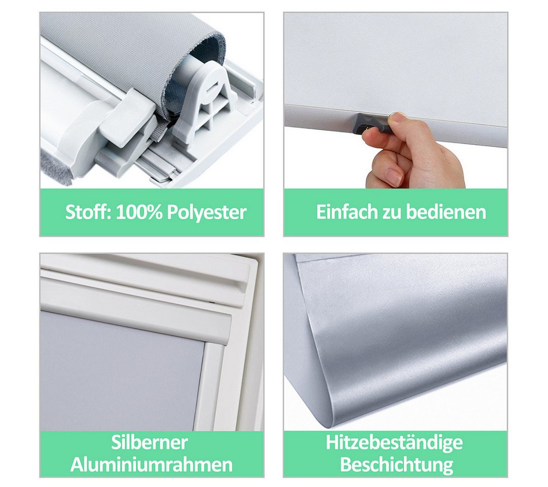 Dachfensterrollo Verdunkelungsrollo Dachfensterrollo Thermo-Rollo für GGL GPU GTU GXU, Clanmacy – Bild 4 von 5