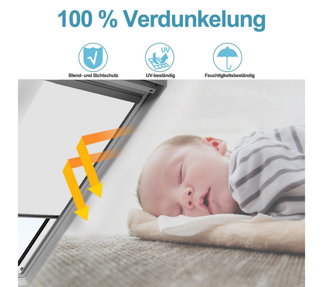Dachfensterrollo Verdunkelungsrollo Dachfensterrollo Thermo-Rollo für GGL GPU GTU GXU, Clanmacy – Bild 5 von 5