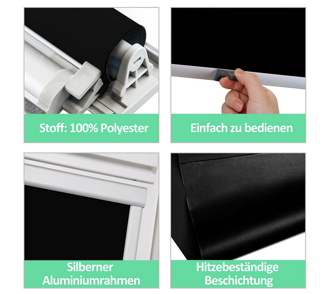 Dachfensterrollo Verdunkelungsrollo Dachfensterrollo Thermo-Rollo für GGL GPU GTU GXU, Clanmacy – Bild 4 von 5
