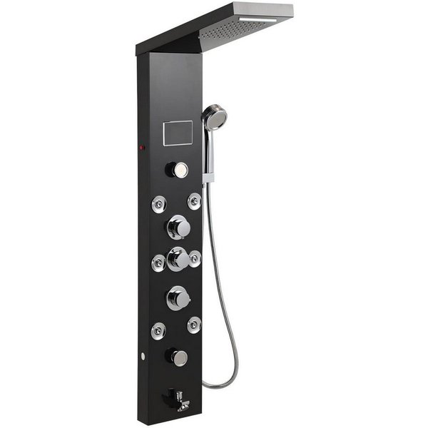 Clanmacy Duschsystem Duschpaneel Edelstahl Duschsystem Duschsäule mit 6 Funktionen, Höhe 116 cm, Regendusche, Wasserfall, Rückenmassage, Badewanne, 1,5 m Handbr