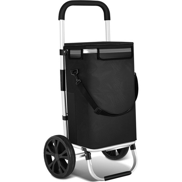 Clanmacy Einkaufstrolley Einkaufswagen klappbar Leicht mit 40L Große Kapazität Thermo Tasche, 40L, klappbar & rollbar, bis 40 kg
