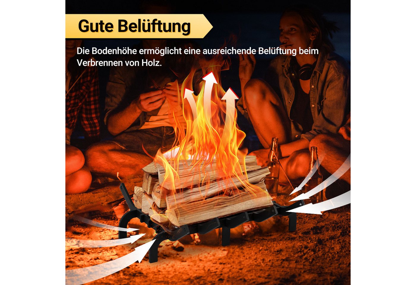 Clanmacy Feuerrost Kaminrost V-Form, 41 x 32,5 x 12 cm, Stahl, 50 kg, Schwarz, 32.5x7 cm – Bild 5 von 5