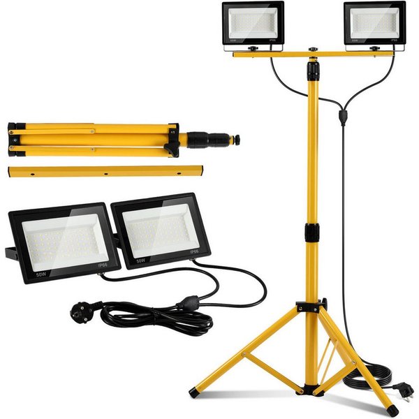 Clanmacy Flutlichtstrahler 50W LED Baustrahler Flutlicht Scheinwerfer Arbeitsleuchte Kaltweiß, Kaltweiß