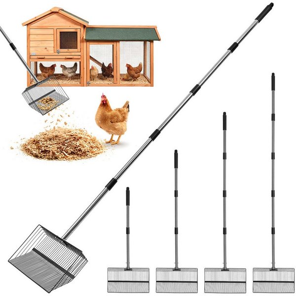 Clanmacy Futterschaufel Hühnerkotschaufel 4-in-1 Verstellbare Hühnerstall Zubehör 91-190cm