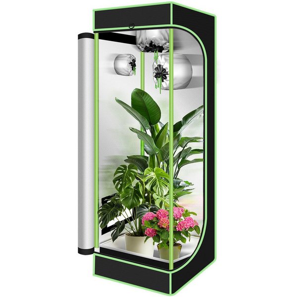 Clanmacy Gewächshaus Growbox Growzelt Gewächszelt 600D Indoor Pflanzenzelt Größe wählbar